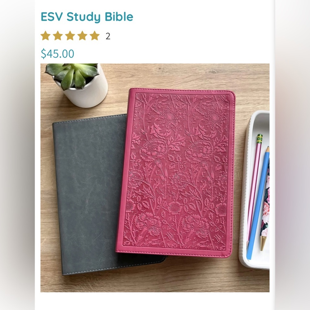 Beautiful Faith Red Embossed Floral Crossway ESV Bible with Grey Ribbon